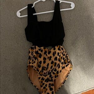 Art Class Black and Leopard Kids Swimsuit